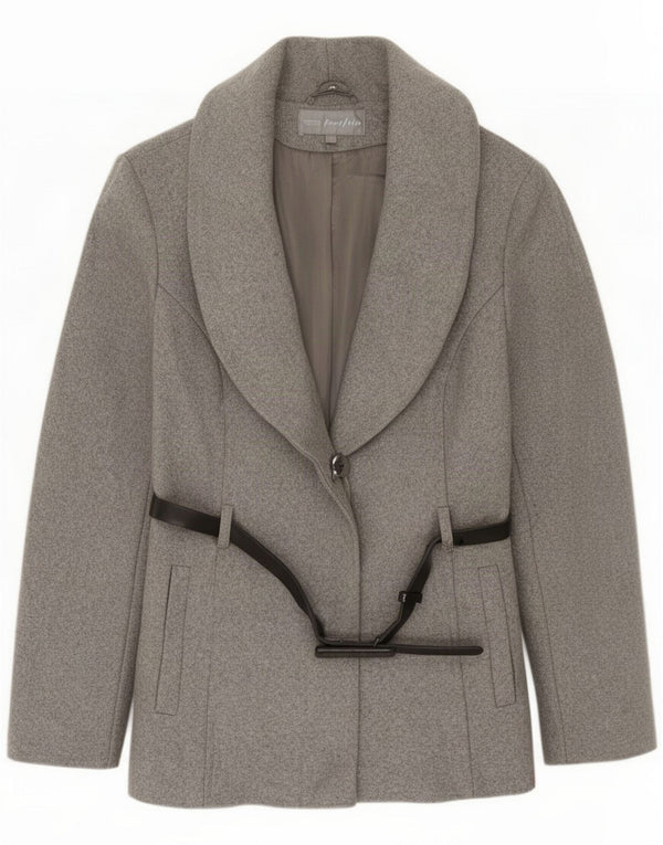 Marks & Spencer Womens Short Overcoat UK 10 Small Grey New Wool