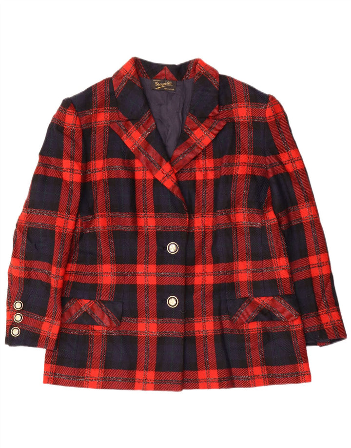 Graziella Dame 2 Button Blazer Jacket UK 16 Large Red Check
