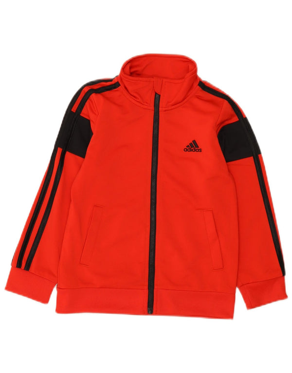 Adidas Drenge Træningsdragt Topjakke 4-5 År Rød Colourblock Polyester