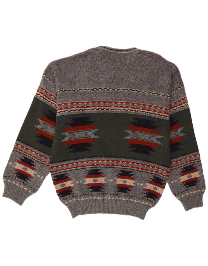 Brugerdefineret Club Herre Crew Neck Jumper Sweater stor grå geometrisk akryl