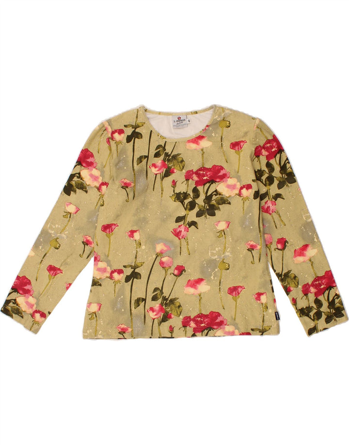 ST. GERMAIN Womens Long Sleeve Blouse Top IT 48 XL Beige Floral Viscose Vintage St. Germain and Second-Hand St. Germain from Messina Hembry 
