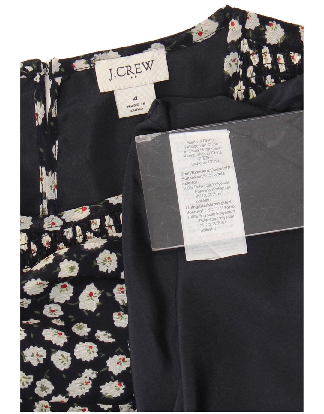 J. CREW Dame Langærmet Bluse Top US 4 Small Navy Blue Floral