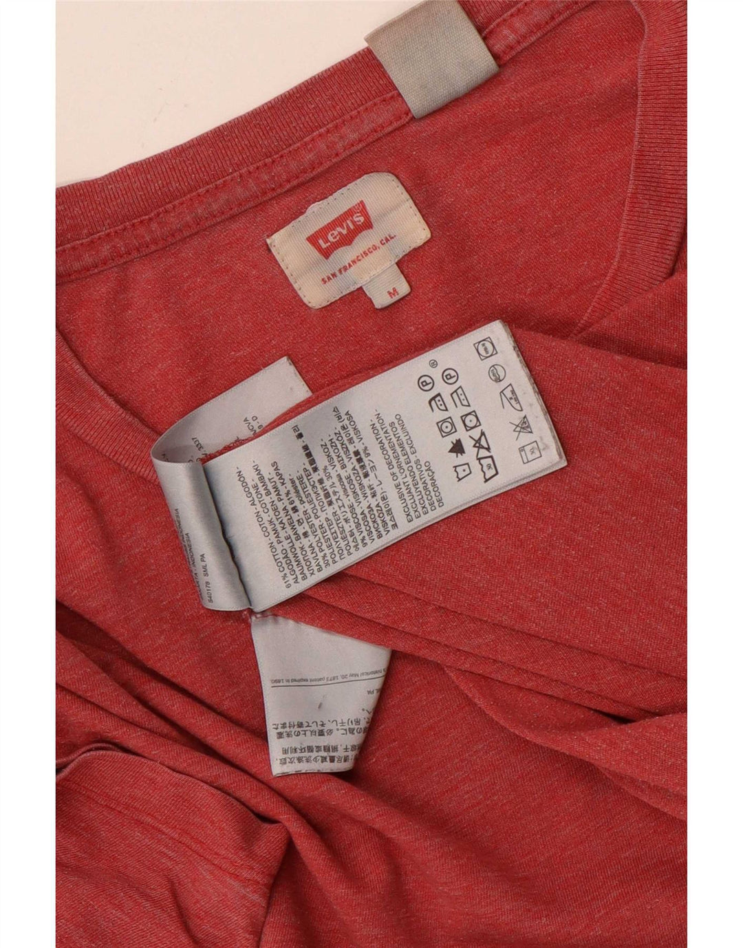 Levi's Herre T-Shirt Top Medium Rød Flecked Bomuld