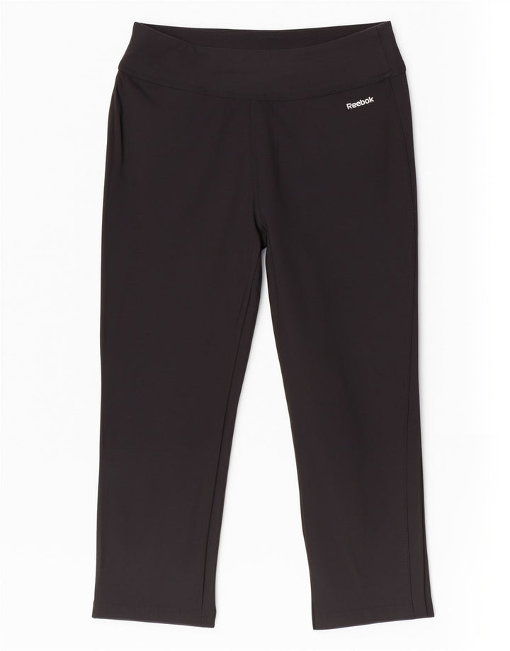 Reebok Dame Capri Træningsdragt Bukser UK 12 Medium Sort