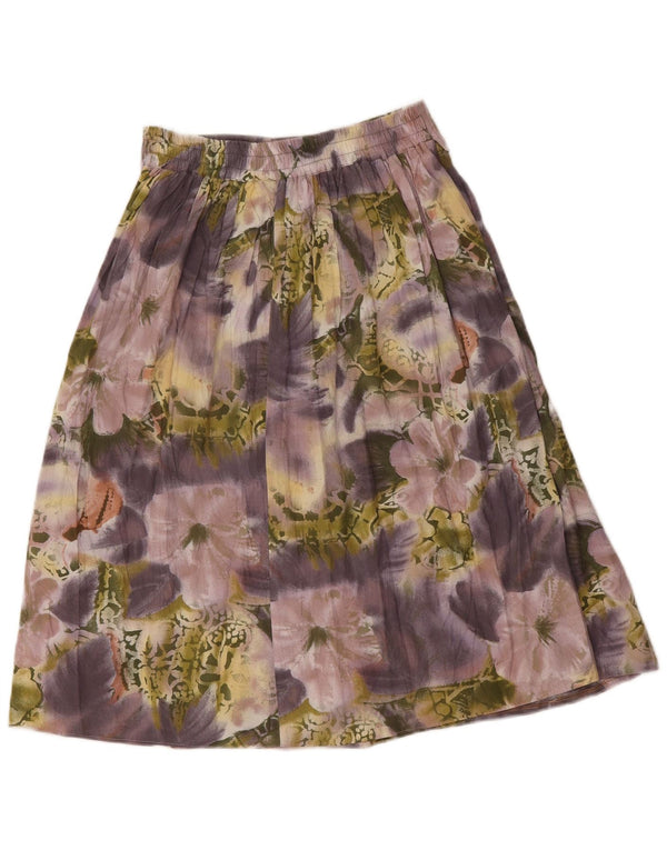 Vintage Womens A-Line Skirt EU 36 Small W30 Purple Floral Viscose