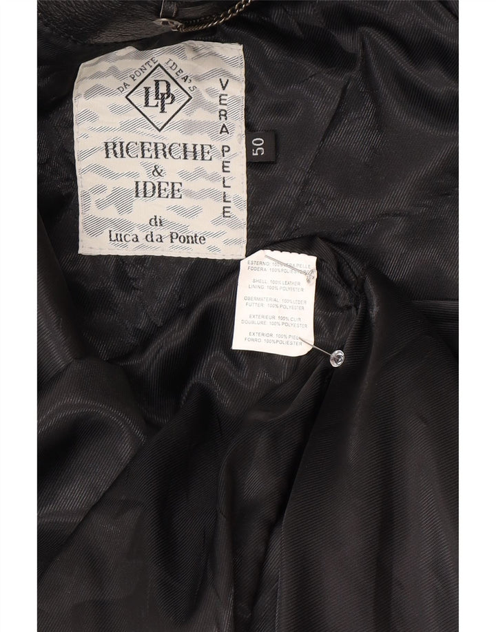 Vintage dameoversize læderfrakke IT 50 XL sort læder