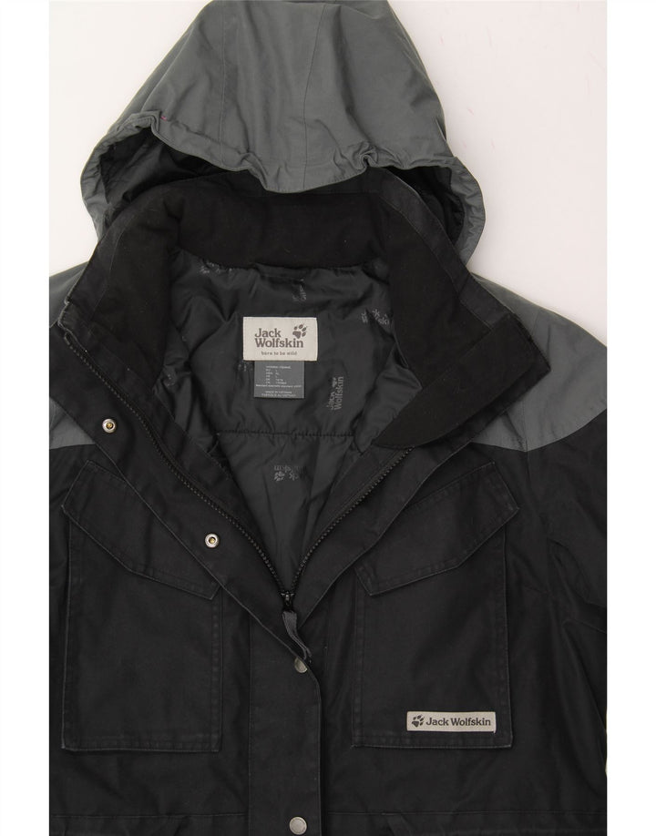 JACK WOLFSKIN Womens Windbreaker Jacket UK 14/16 Large Black Colourblock Vintage Jack Wolfskin and Second-Hand Jack Wolfskin from Messina Hembry 