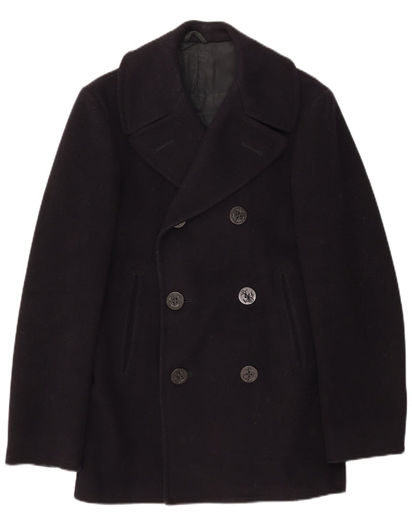 Vintage Herre Pea Coat UK 34 XS Marineblå Uld