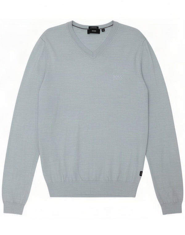 Hugo Boss Herre Regular Fit V-hals sweater Small Blue Merino Wool
