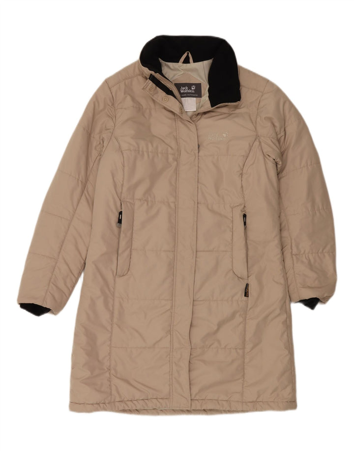 JACK WOLFSKIN Womens Padded Coat UK 12/14 Medium Beige Polyester