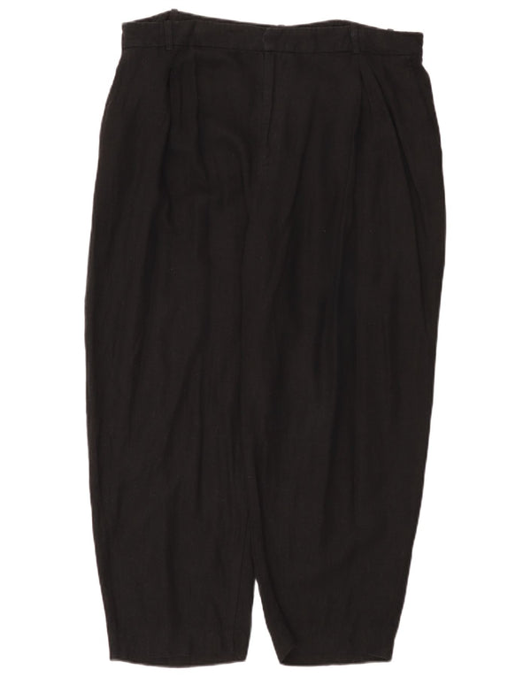 Zara Dame Højtalje Loose Fit Casual Bukser XL W32 L34 Sort hør