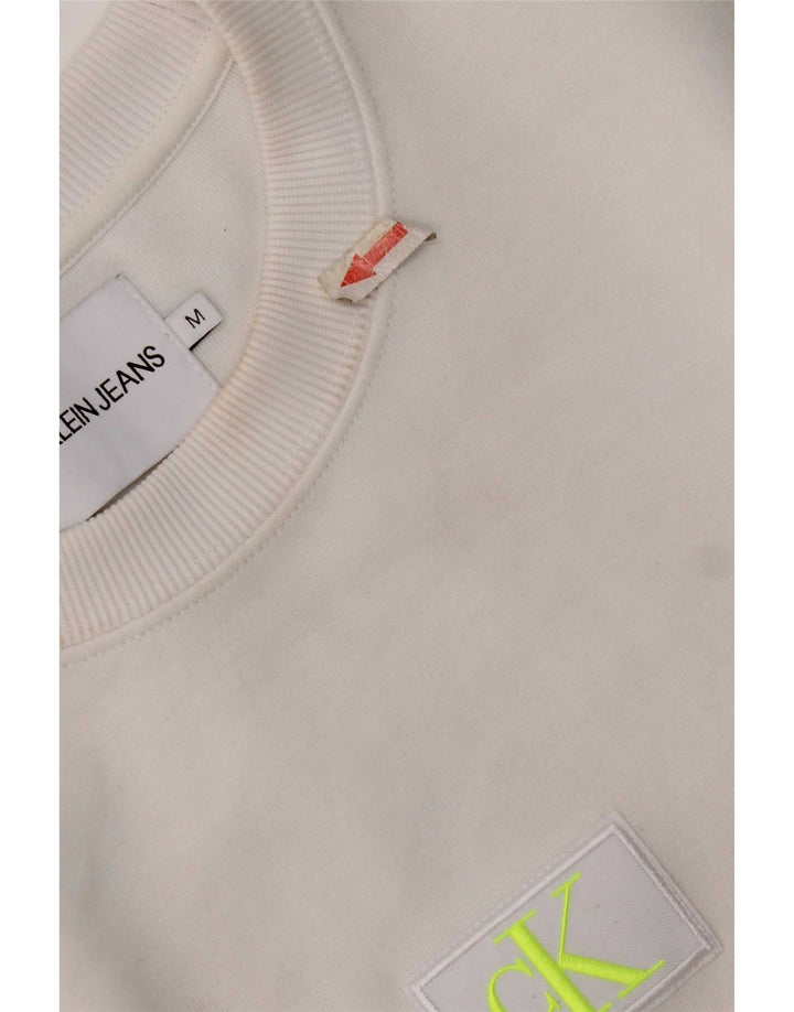 Calvin Klein Jeans Dame Oversized Sweatshirt Jumper UK 14 Medium White