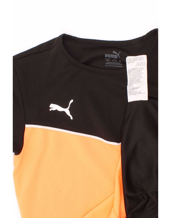Puma Boys T-Shirt Top 11-12 år Sort Colourblock Polyester
