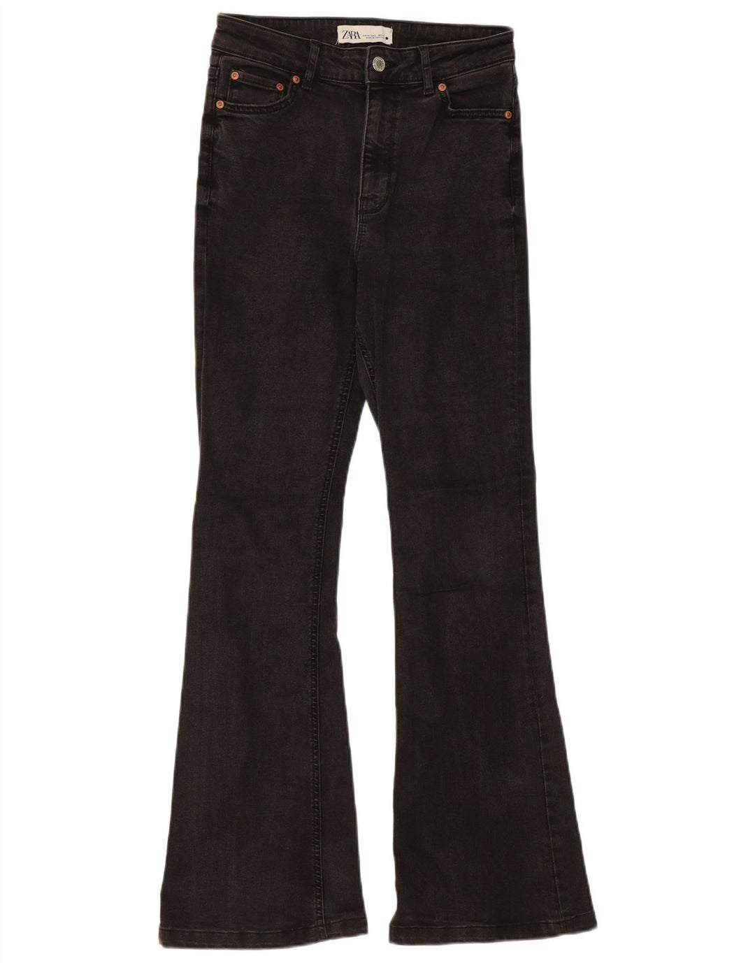 Zara Dame Flared Jeans EU 38 Small W28 L31 Sort Bomuld