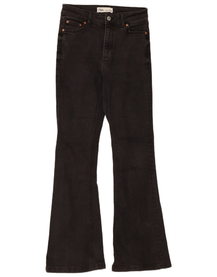 Zara Dame Flared Jeans EU 38 Small W28 L31 Sort Bomuld