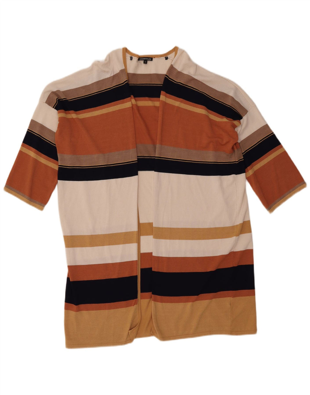 Warehouse Dame Longline Cardigan Sweater UK 14 Medium Beige Viscose