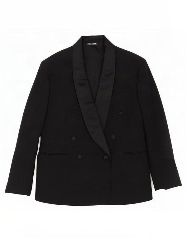 Pal Zileri Herre Double Breasted Blazer Jacket IT 50 Large Black Virgin Wool
