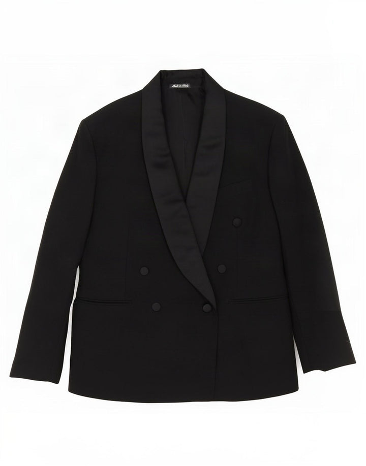 Pal Zileri Herre Double Breasted Blazer Jacket IT 50 Large Black Virgin Wool