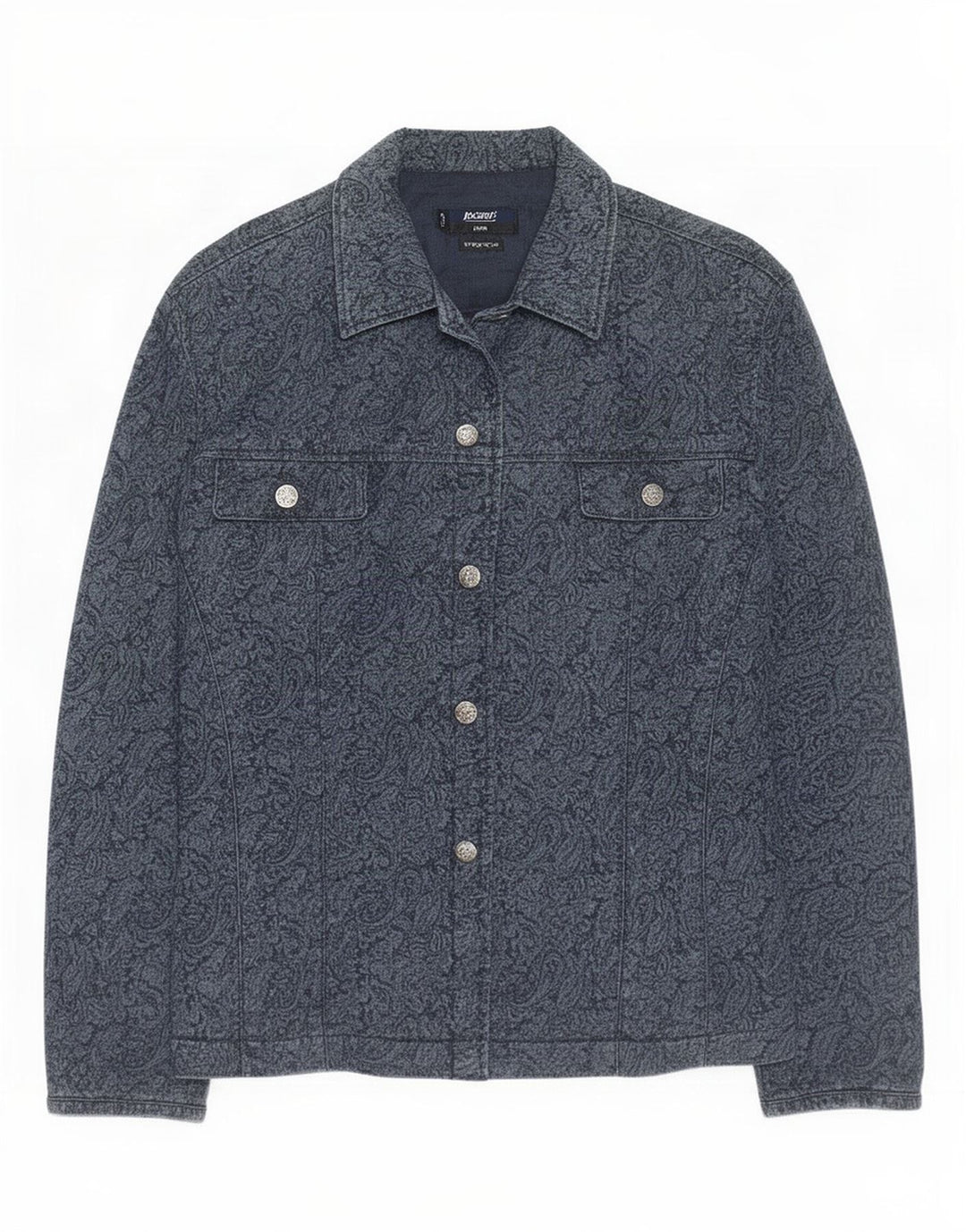 Jocavi Dame Stretch Denim Jacket EU 38 Medium Navy Blue Paisley Cotton