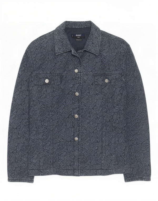 Jocavi Dame Stretch Denim Jacket EU 38 Medium Navy Blue Paisley Cotton