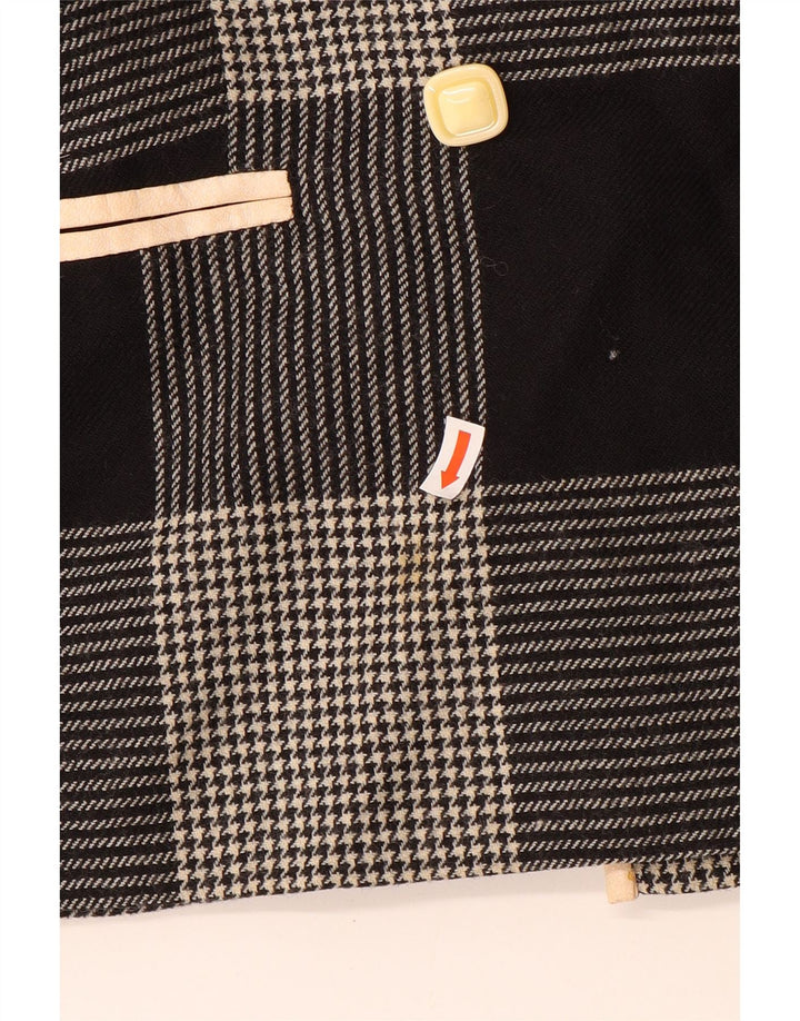 Vintage Dame Dobbeltradet Blazer Jacket UK 14 Medium Black Houndstooth