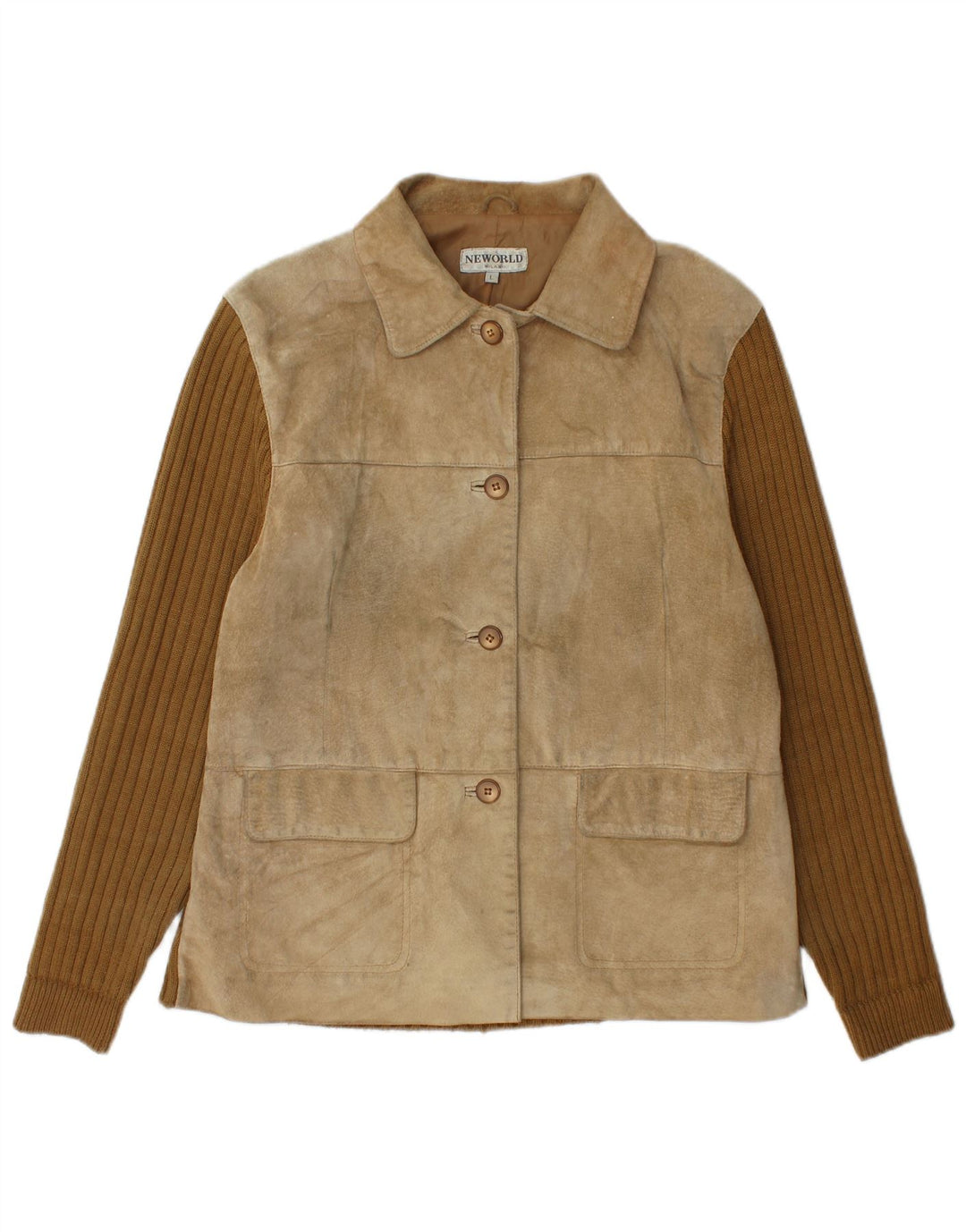 Vintage dame ruskindsjakke UK 16 Large Beige