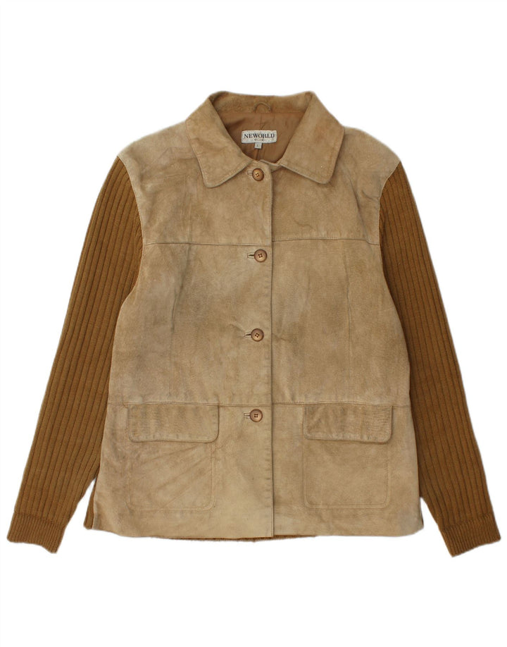 Vintage dame ruskindsjakke UK 16 Large Beige