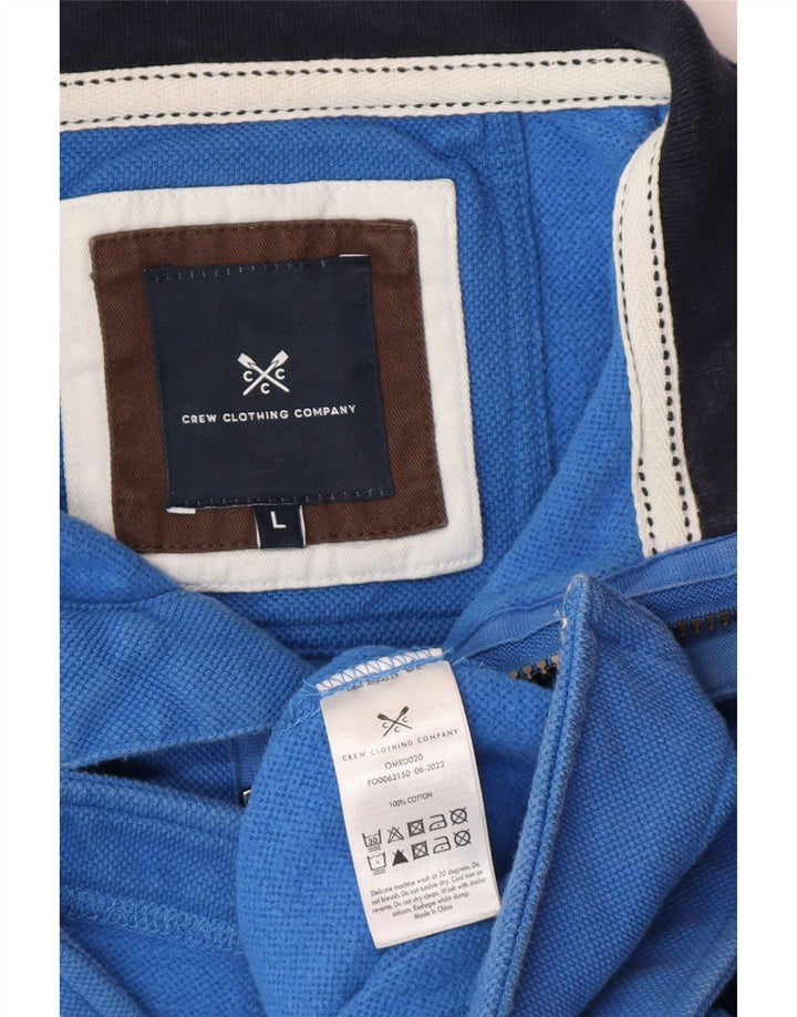 Besætningstøj Herre Zip Neck Sweatshirt Jumper Stor Blå Bomuld