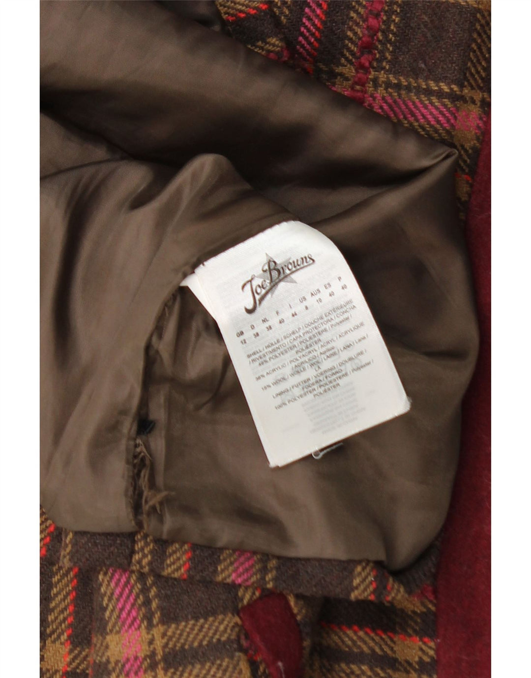 JOE BROWNS Mininederdel til kvinder UK 12 Medium W32 brun ternet akryl