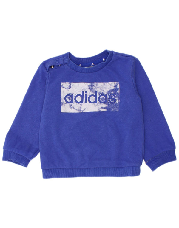 Adidas Baby Boys Grafisk Sweatshirt Jumper 6-9 måneder Blå Bomuld