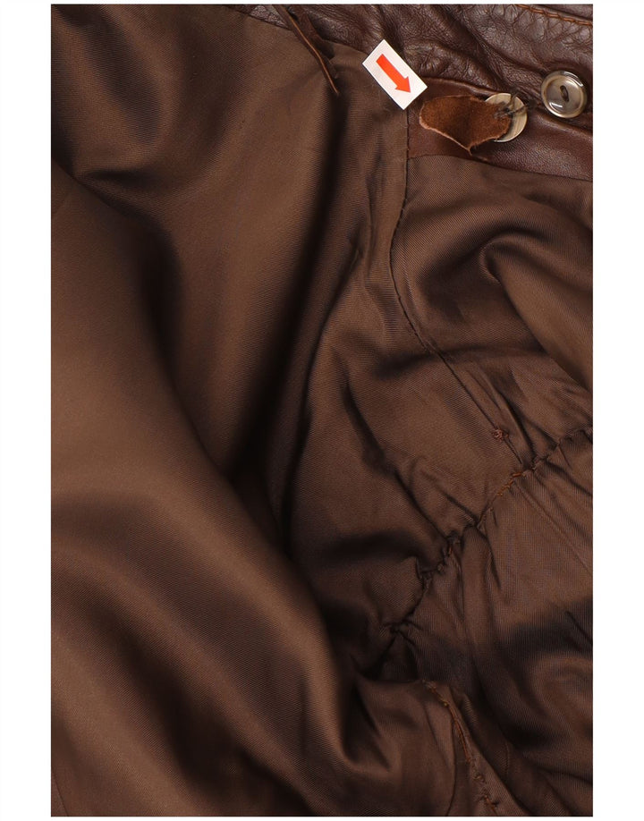 Vintage herre dobbeltradet læderfrakke UK 38 medium brun