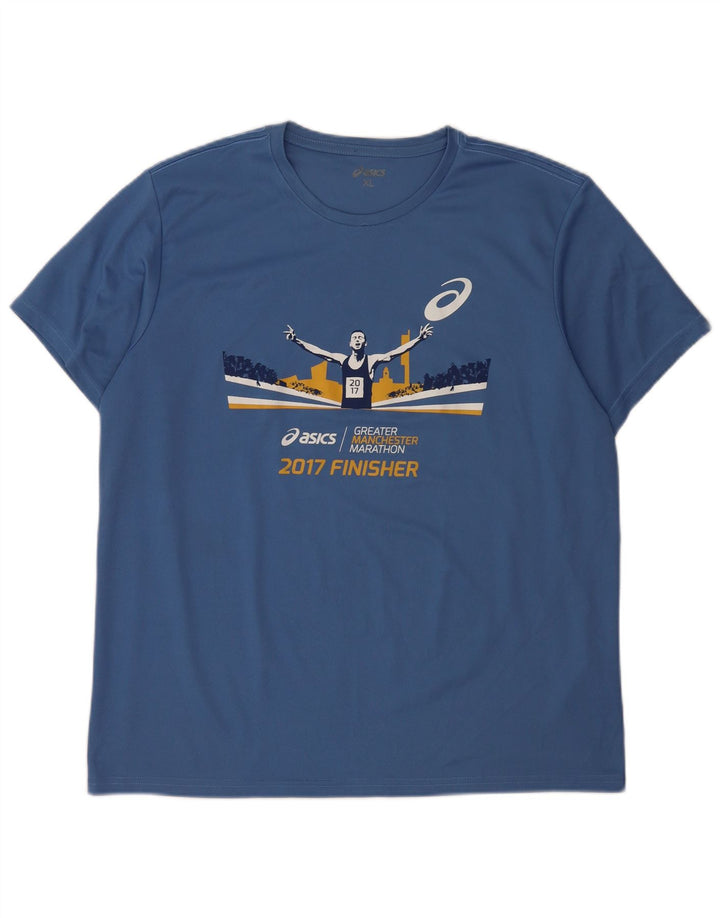 Asics Herre Grafisk T-Shirt Top XL Blå Polyester