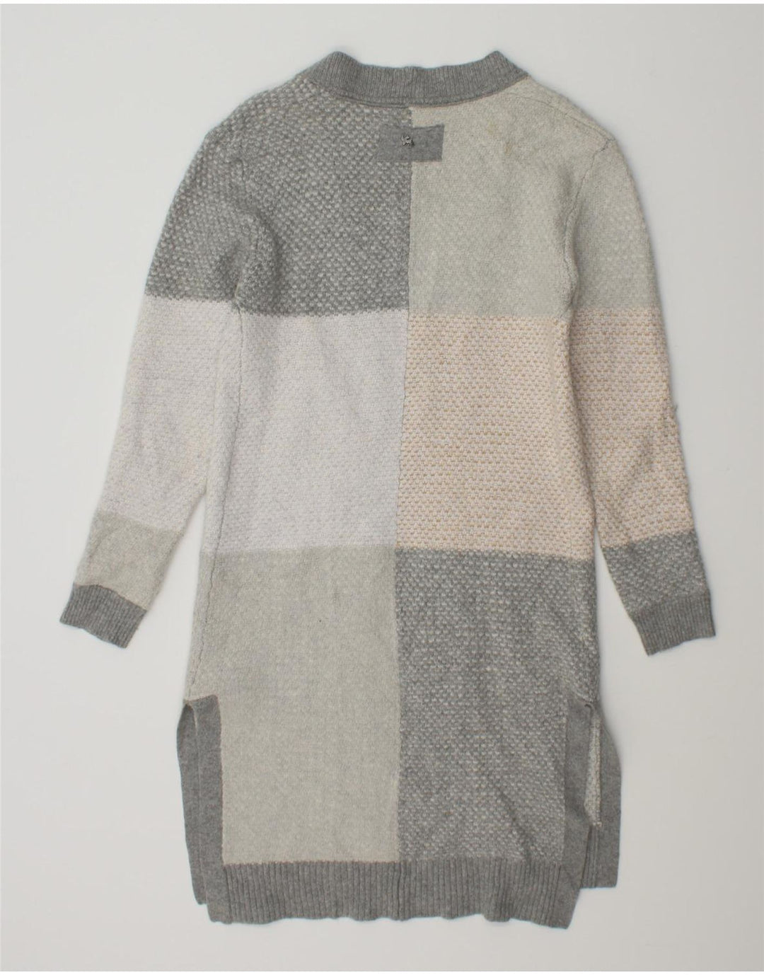 WHITE STUFF Womens Open Cardigan Sweater UK 10 Small Grey Colourblock Vintage White Stuff and Second-Hand White Stuff from Messina Hembry 