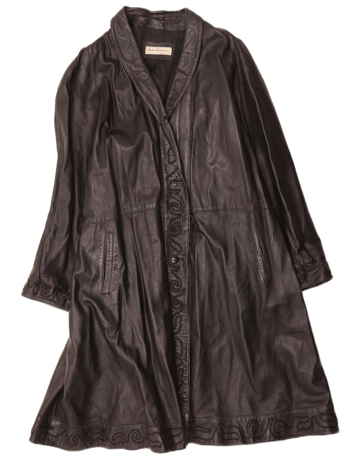 Vintage Dame Læderfrakke IT 50 XL Sort