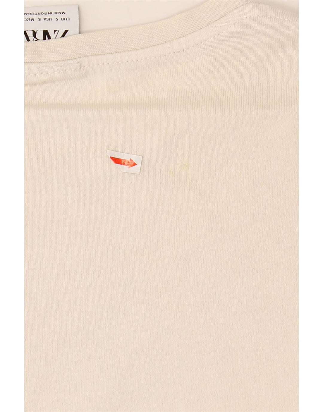 ZARA Mens Graphic Top Long Sleeve Small Off White Cotton