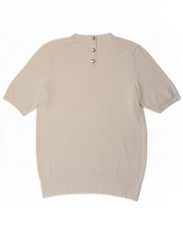 Zara Dame Kortærmet Jumper Sweater UK 14 Stor Hvid