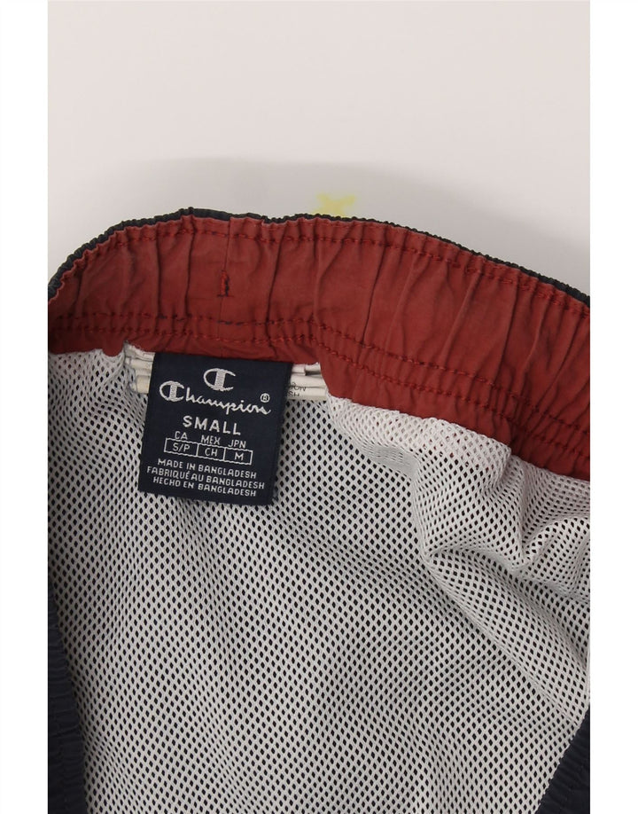 CHAMPION Mens Graphic Sport Shorts Small  Navy Blue Polyester Vintage Champion and Second-Hand Champion from Messina Hembry 