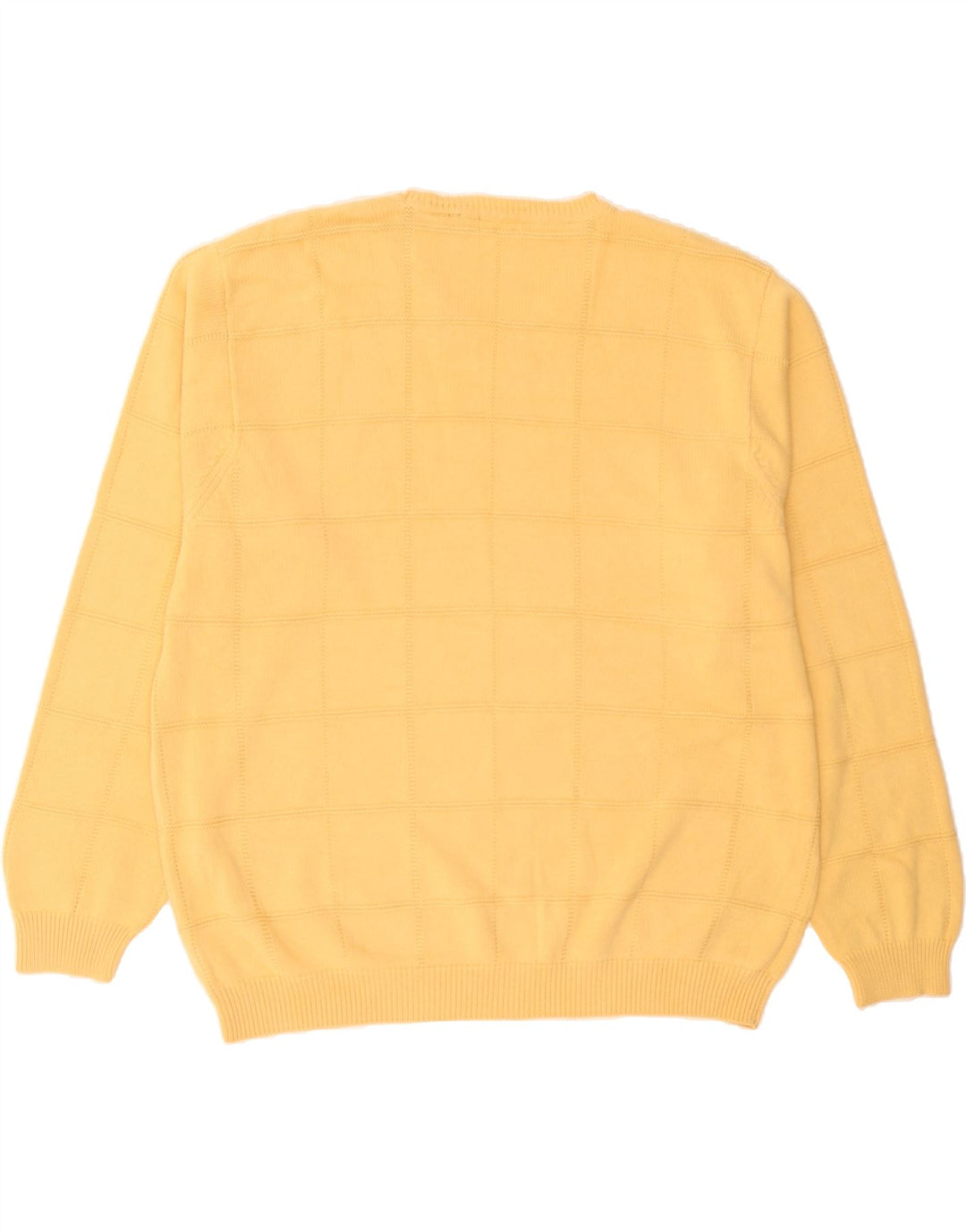 IZOD Mens Crew Neck Jumper Sweater 2XL Yellow Check Cotton Vintage Izod and Second-Hand Izod from Messina Hembry 
