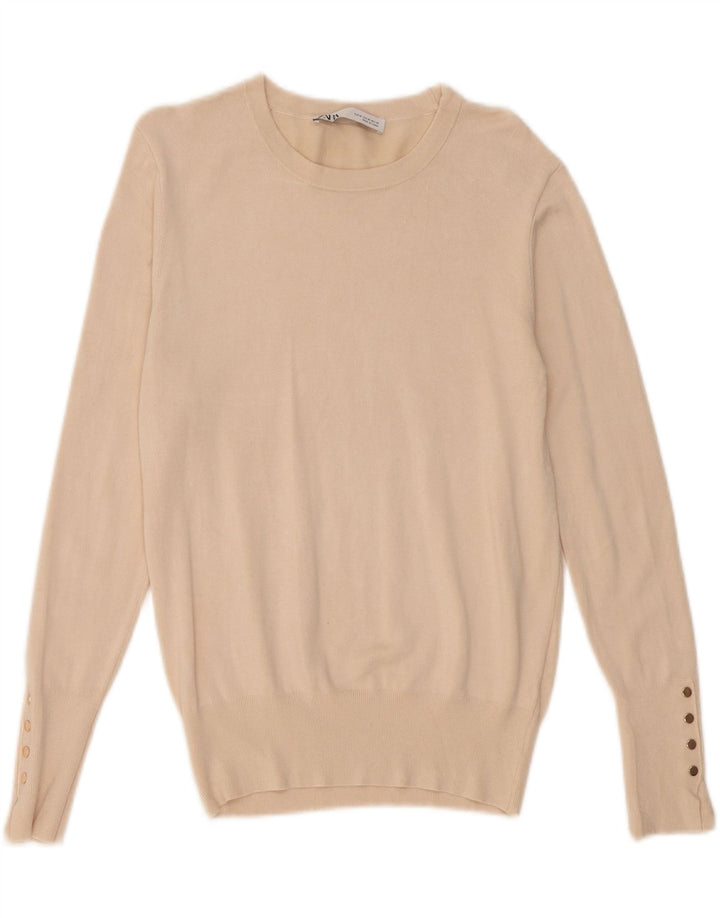 Zara Dame Boat Neck Jumper Sweater UK 12 Medium Beige