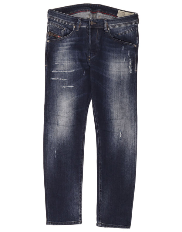 Diesel Herre Belther Distressed Tapered Slim Jeans W32 L30 Blue Cotton