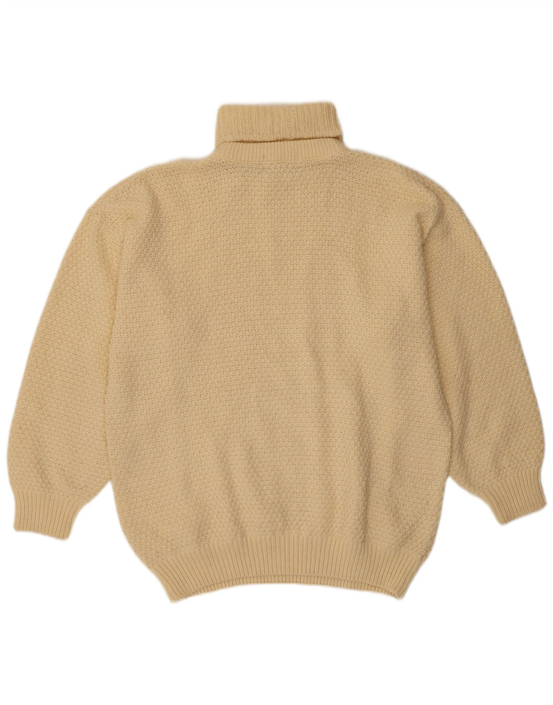 VINTAGE Dame Rullehals Sweater UK 18 XL Off White Uld