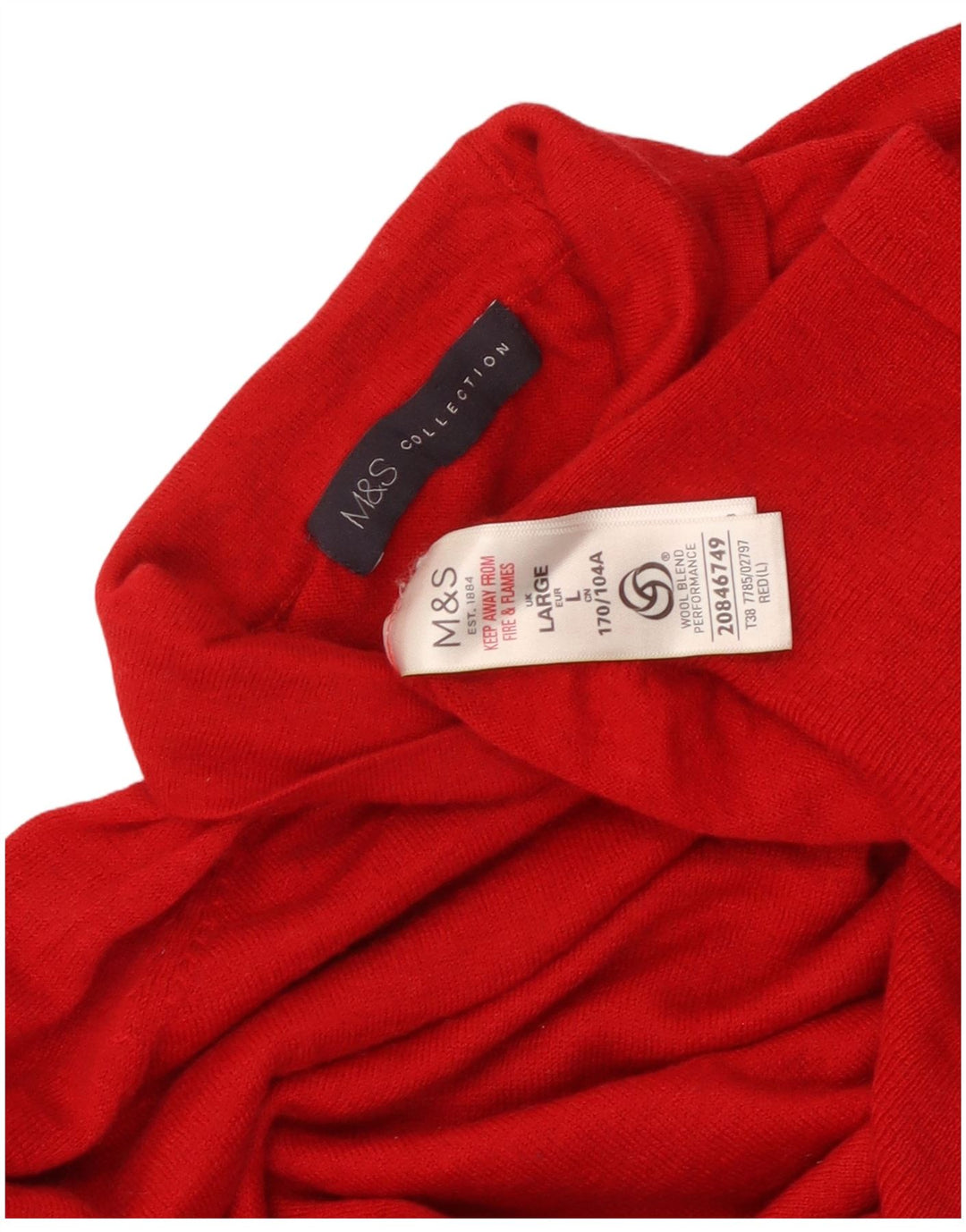 Marks & Spencer Dame Roll Neck Jumper Sweater UK 16 Large Red Merino Wool