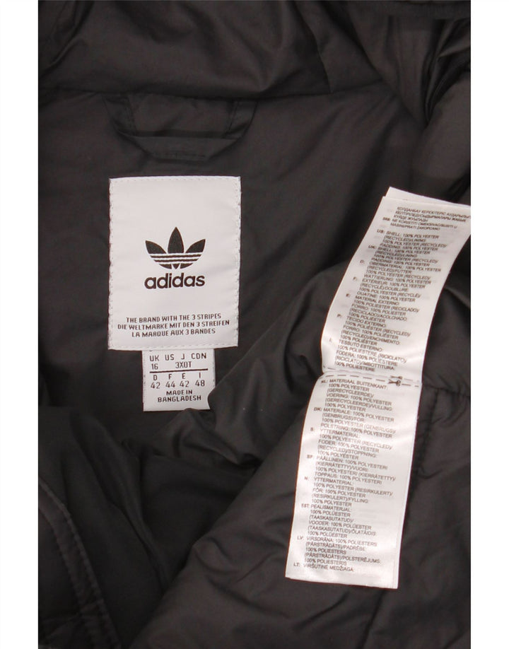 Adidas Dame Hætte Polstret Jakke UK 16 Stor Sort Polyester