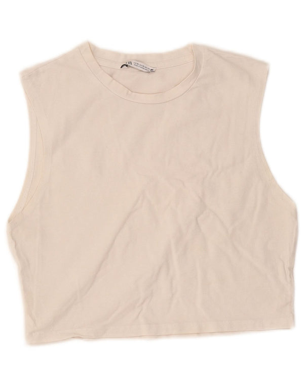 Zara Womens Crop Vest Top UK 18 XL Hvid