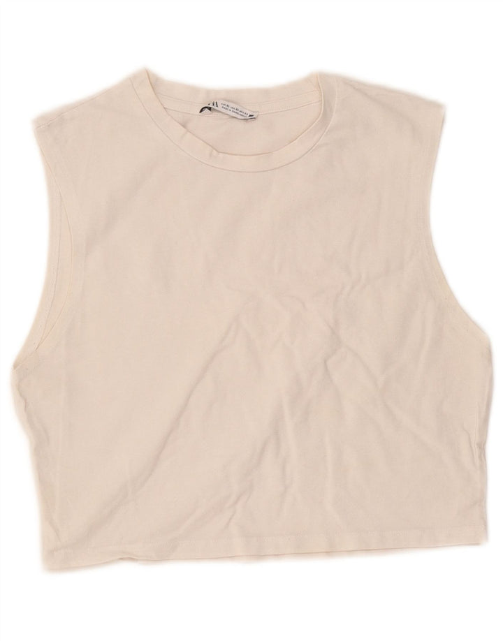 Zara Womens Crop Vest Top UK 18 XL Hvid