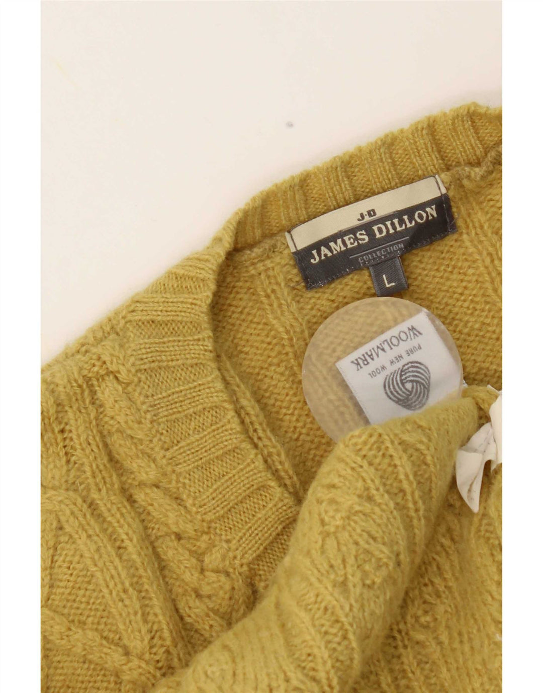 James Dillon Herre V-hals sweater Stor Gul Ny Uld