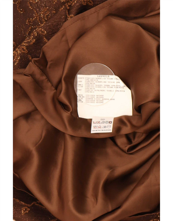Penny Pull Kvinders Ærmeløs Skede Kjole UK 10 Small Brown Floral Acetate