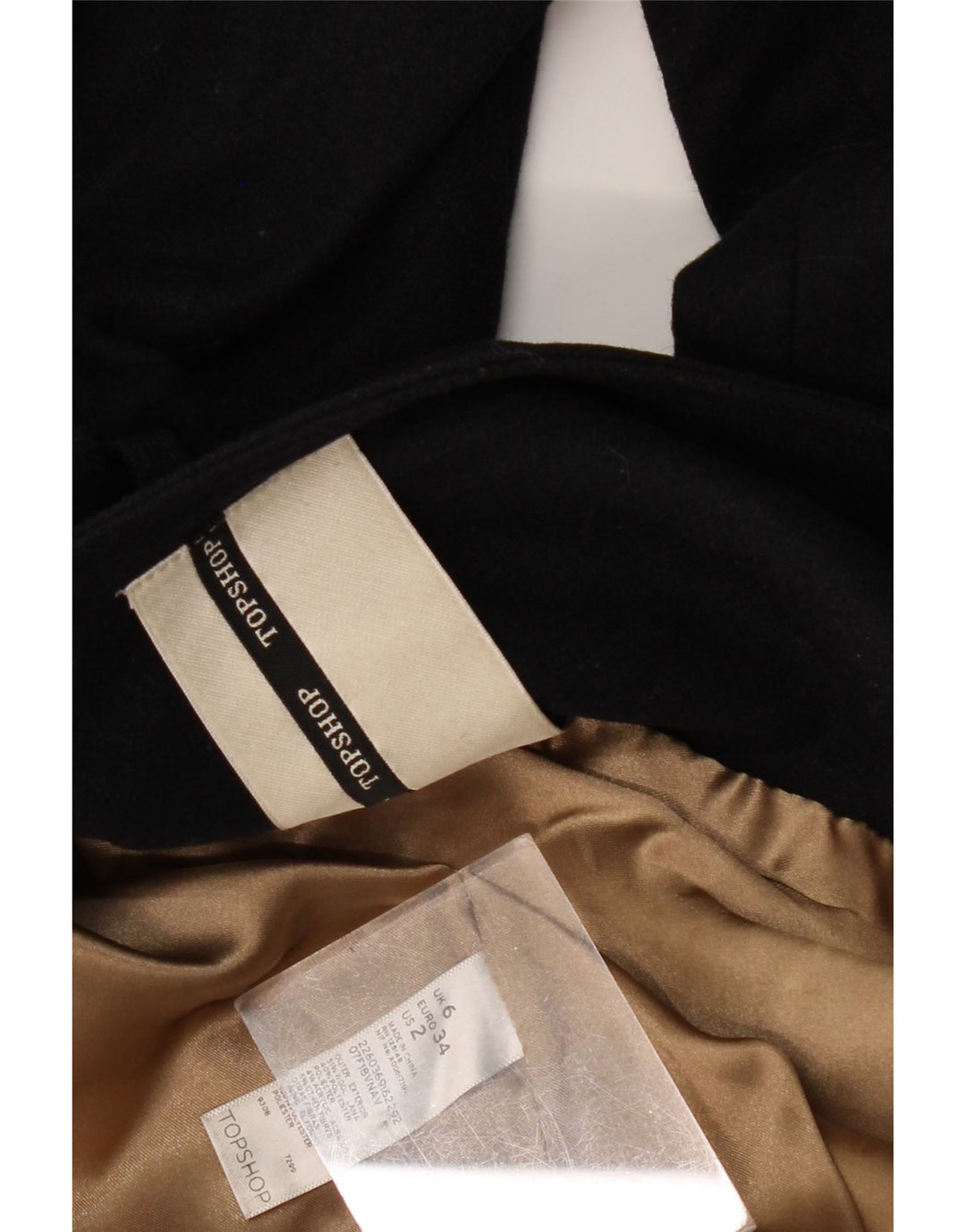 TOPSHOP Dame Ærtefrakke UK 6 XS Marineblå Uld