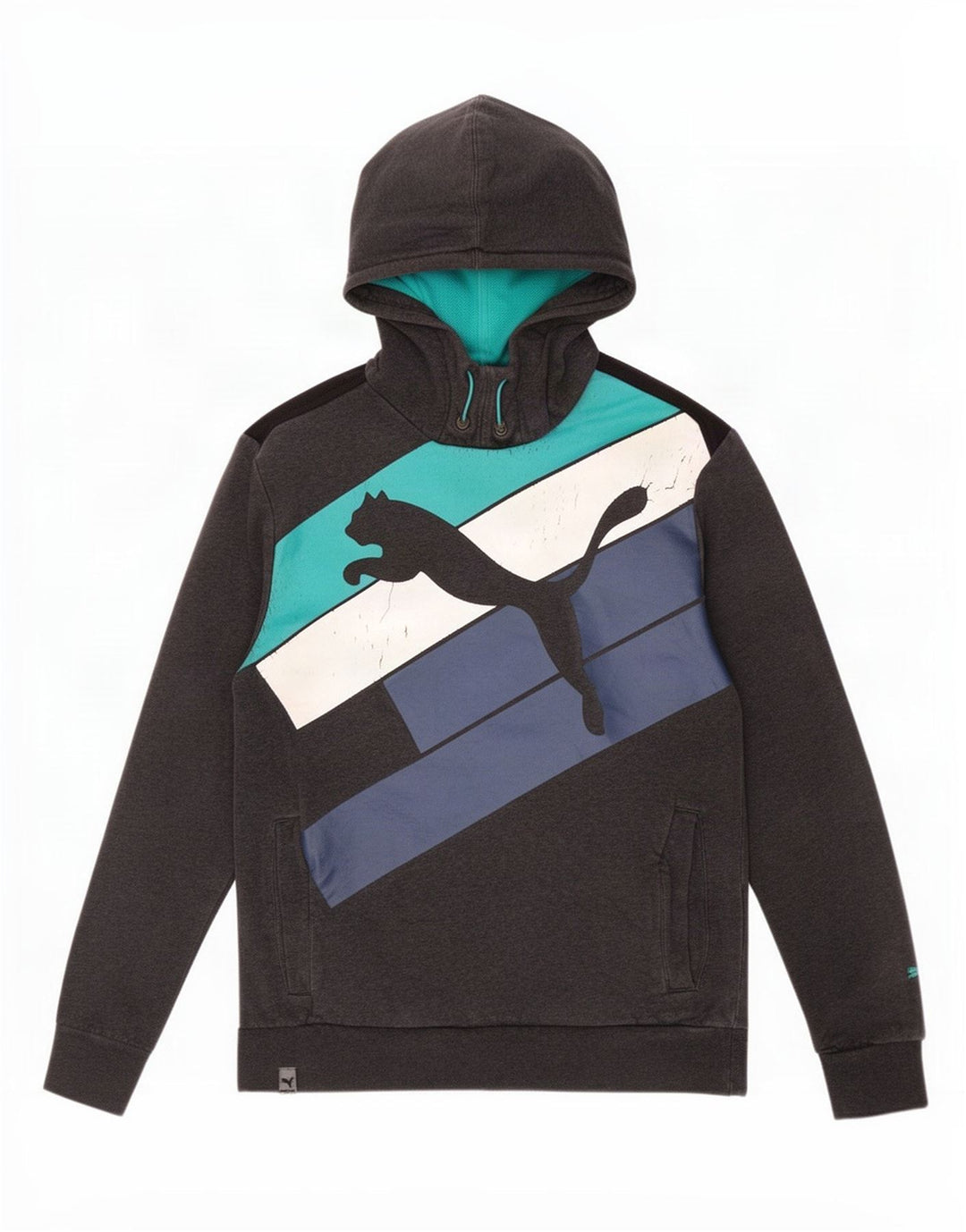 Puma Herre grafisk hættetrøje Jumper Medium Grey Colourblock