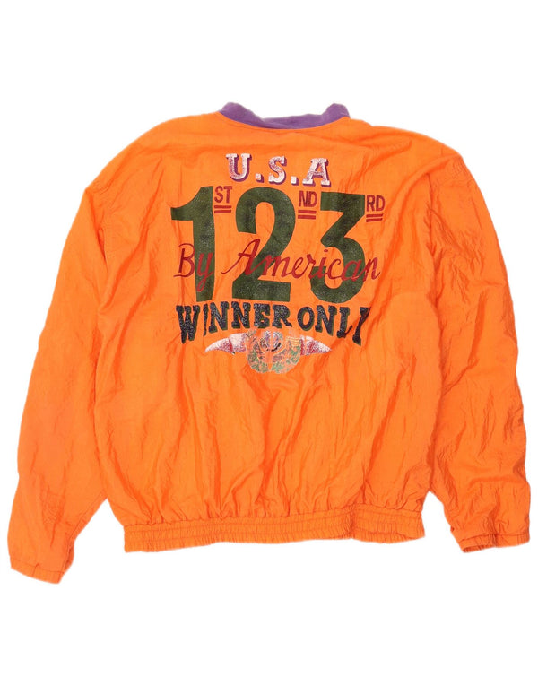 By American Womens Graphic Tracksuit Top Jacket UK 22 3XL Orange